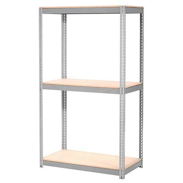 Global Industrial Expandable Starter Rack 96x24x84 3 Level Wood Deck 800 lb. Cap Per Level GRY B2297203